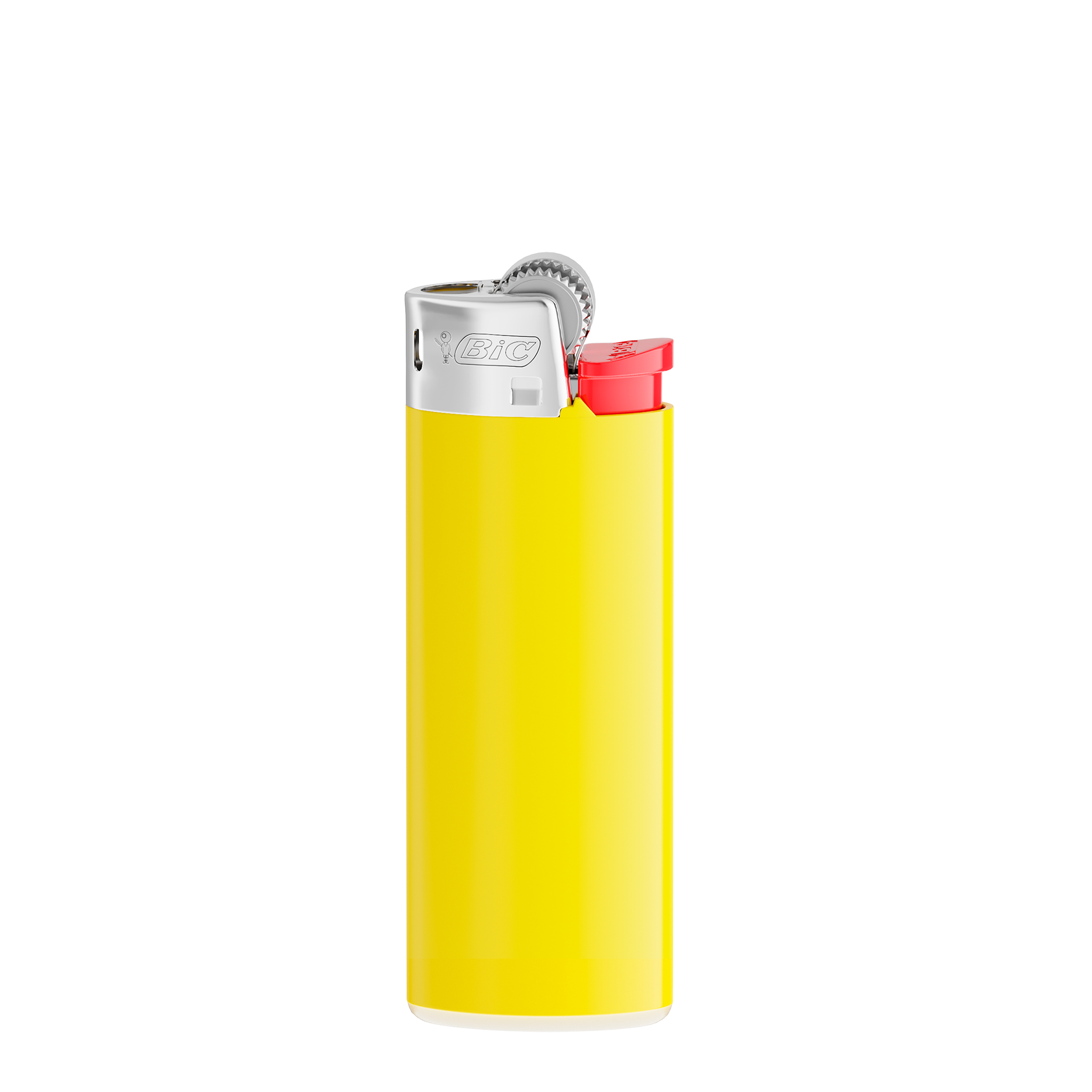 Briquet personnalisé BIC® J25 Standard Briquet jaune + Bas blanc + Bouton rouge
